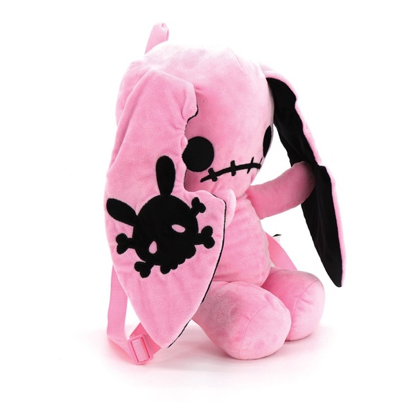 Key West Goth Pink Plush Bunny Backpack - Picture 2 of 5
